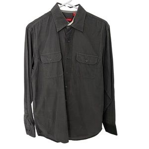 NWT IZOD Men’s Corduroy Button Down Long Sleeve Shirt Color Dark Gray Size Small